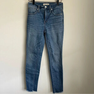 Madewell 10” high-rise skinny raw hem blue jeans size 26